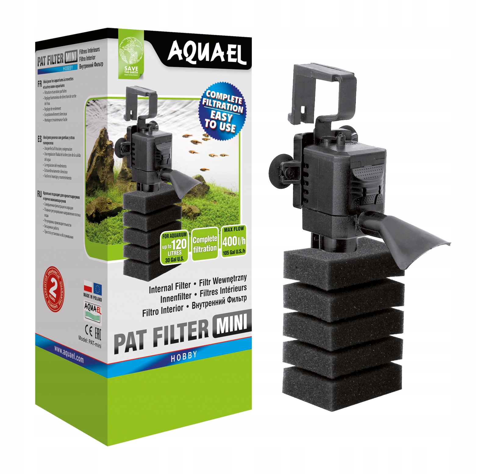 

Aquael Pat Mini Filtr Wewnętrzny Akwarium Do 120L