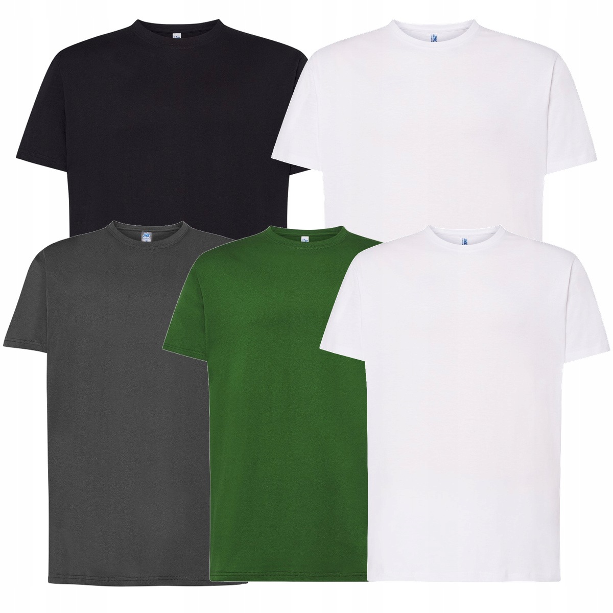 5 x Pánské tričko 2x bílé černé grafitové Jhk TSRA190 Premium XXL 190 g