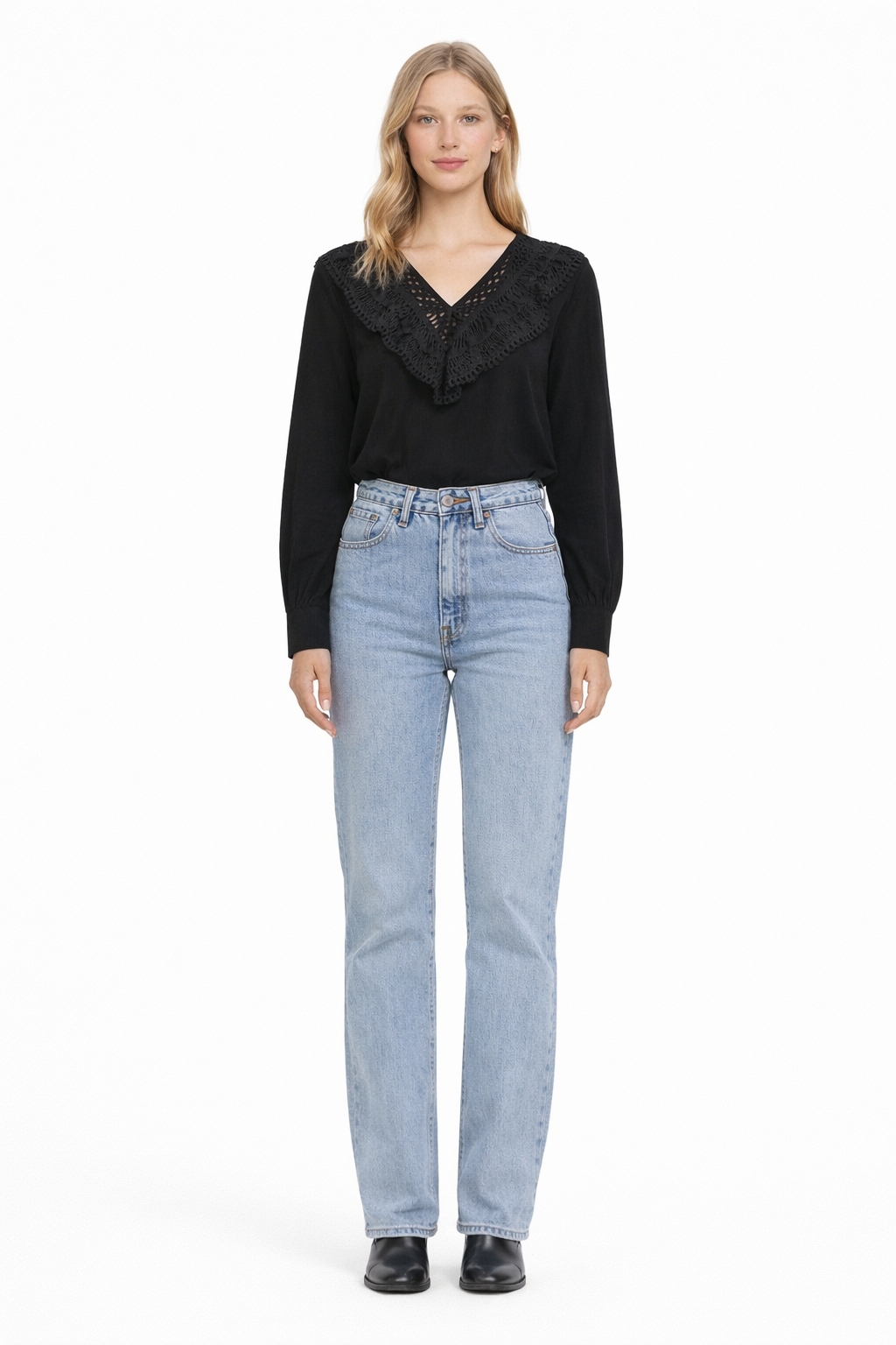 Džíny Úzké Nohavice S Vysokým Pasem A Přísným Spodním Dílem Xs I3A