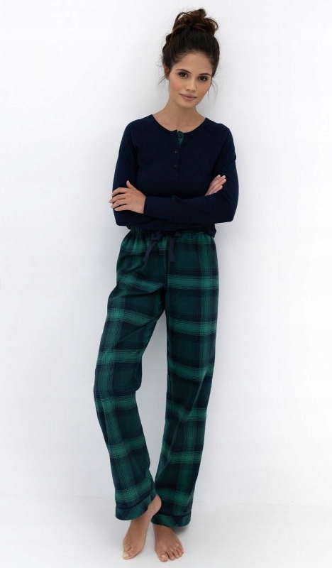 Sensis Dámské Pyžamo Bavlna Cassandra Námořnická Modrá/zeleň Dlouhé Kalhoty M/38