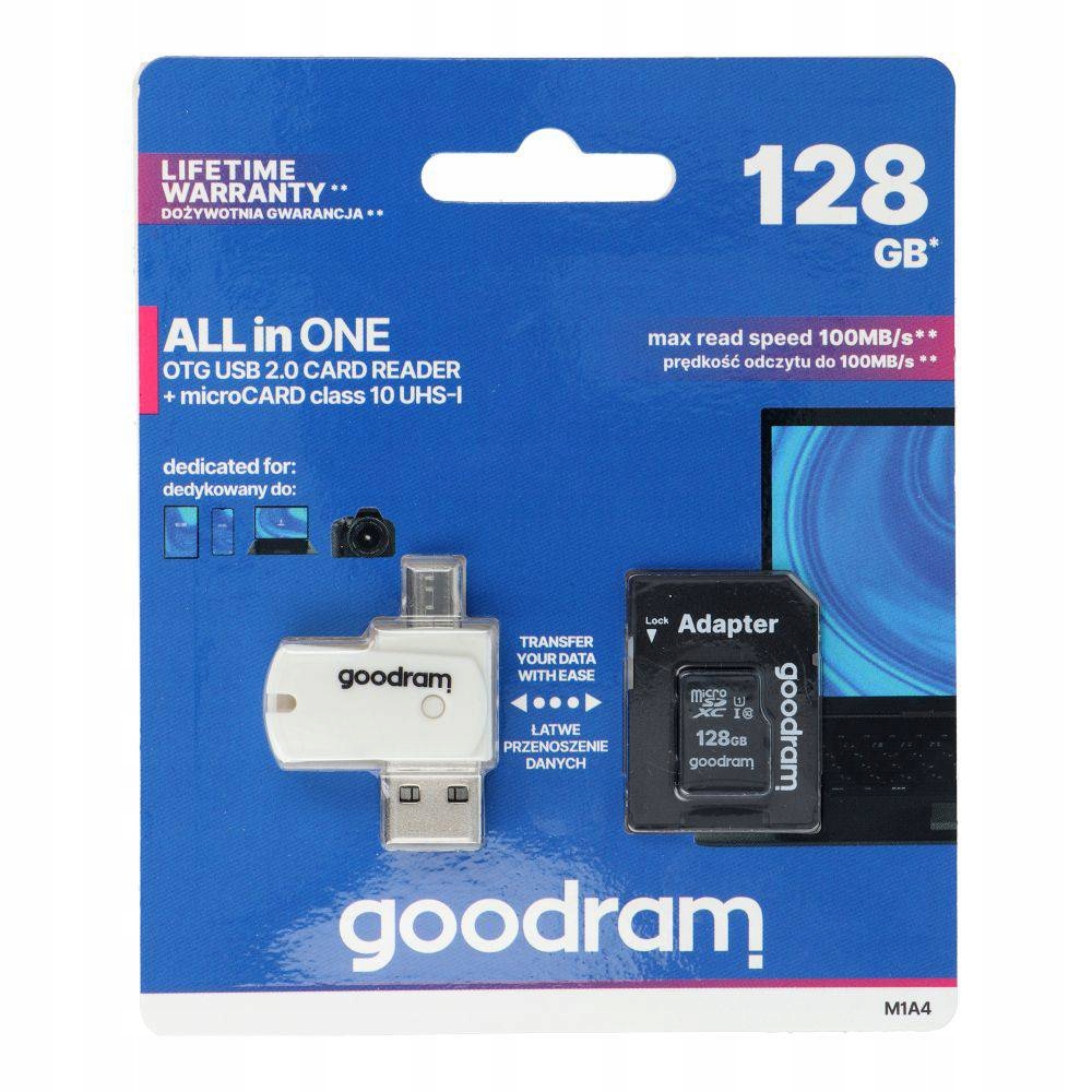 Goodram All In One M1A4 Czytnik Kart Usb/micro Usb Karta Micro Sd 128Gb