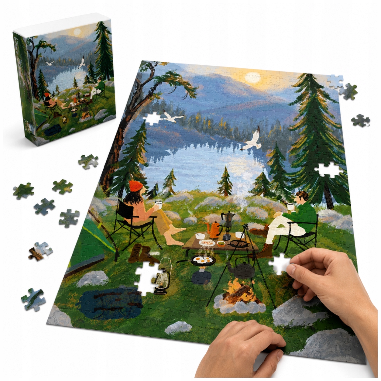Puzzle Na Płótnie Obraz Trójwymiarowy 3D Obraz Ścienny Biwak 696 Elementów