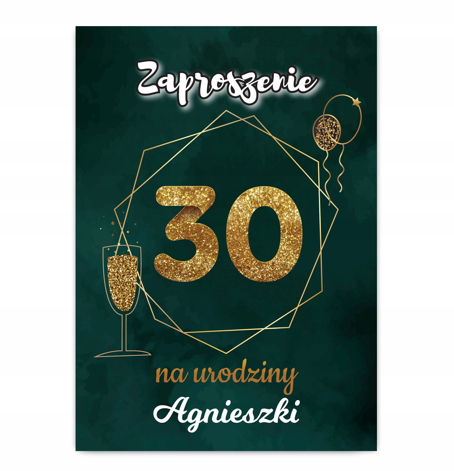 Zaproszenia na trzydziestkę 30 urodziny Złote