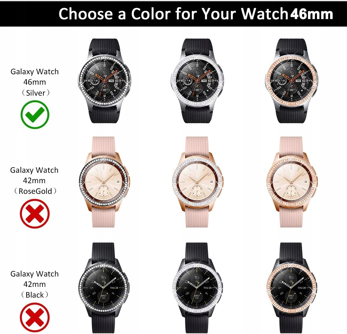 RING BEZEL SAMSUNG GALAXY WATCH 46MM GOLD CYRKONIE Kolor złoty