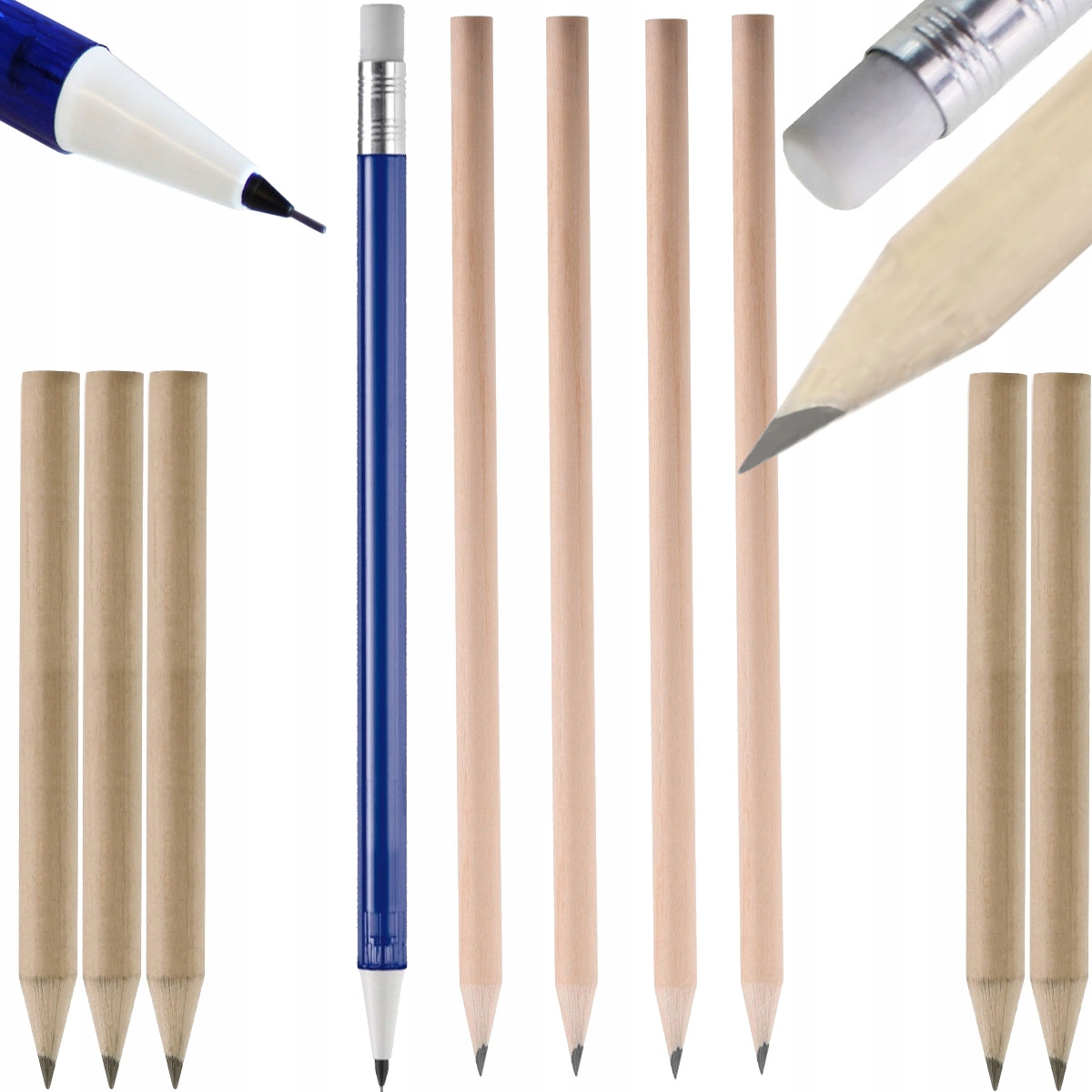 OŁÓWEK DREWNIANY OŁÓWKI 10szt Z GUMKĄ SZKOLNE HB Gumka bez gumki z gumką