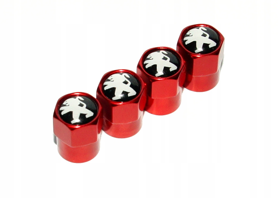 Nakrętki na wentyle wentylki PEUGEOT czerwone HIT