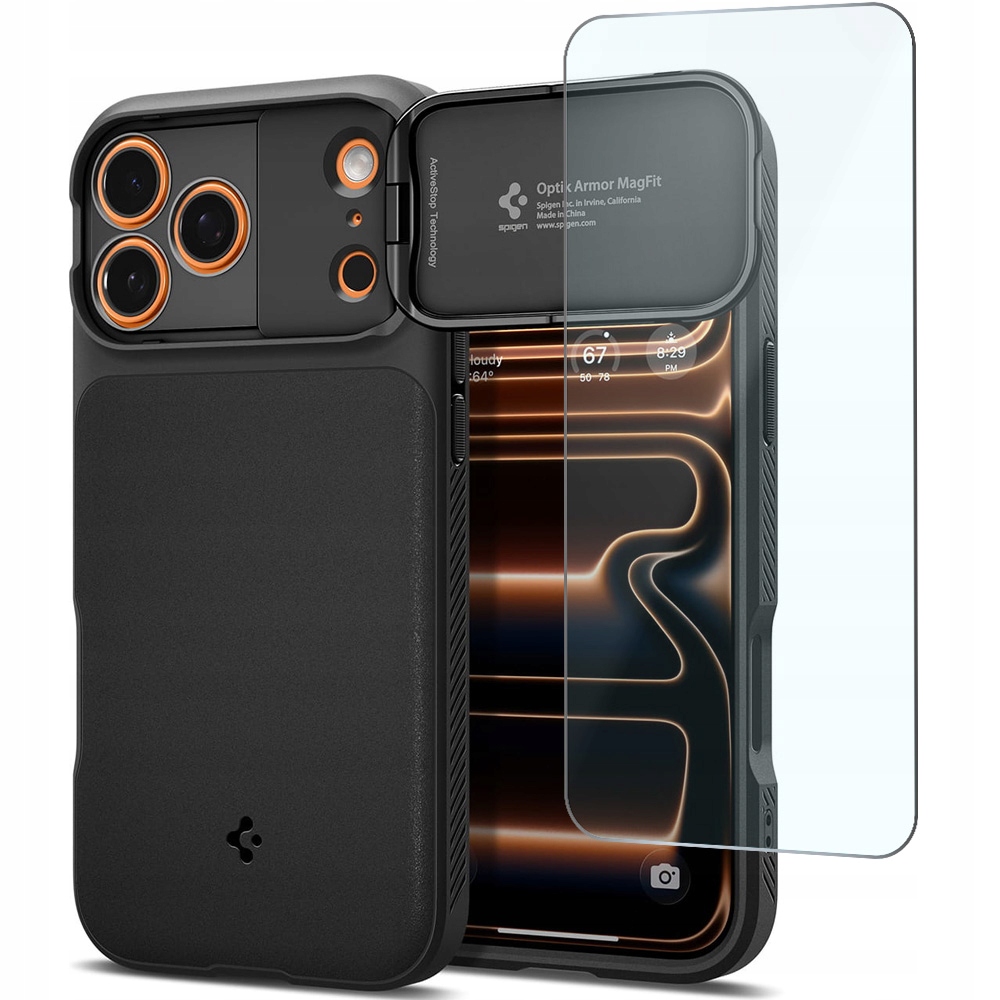 Etui Spigen Optik Armor do MagSafe do iPhone 17 Pro Max slider szkło