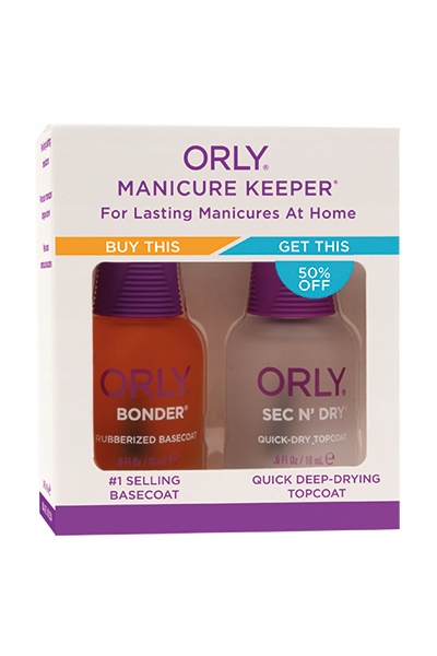 Orly Manicure Keeper zestaw baza Bonder 18ml top Sec N' Dry 18ml