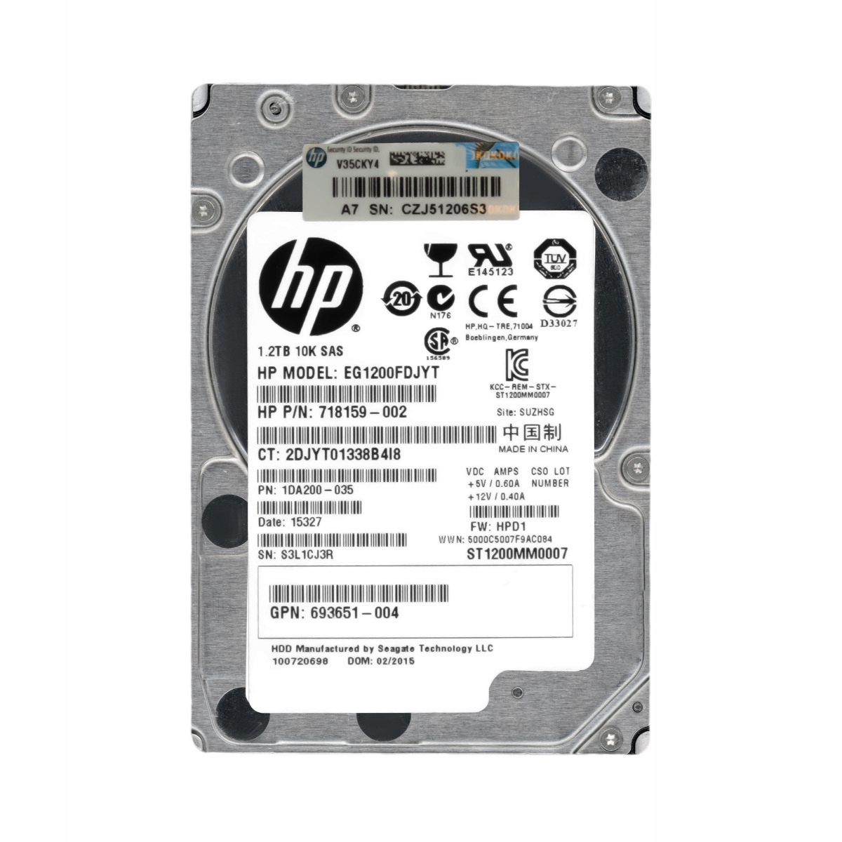 Hp 718159-002 1.2TB 10K 64MB SAS-2 2.5'' EG1200FDJYT