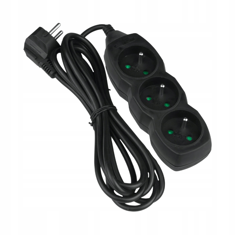 Przedłużacz 3 gniazda, czarny, 5 m Stan opakowania oryginalne