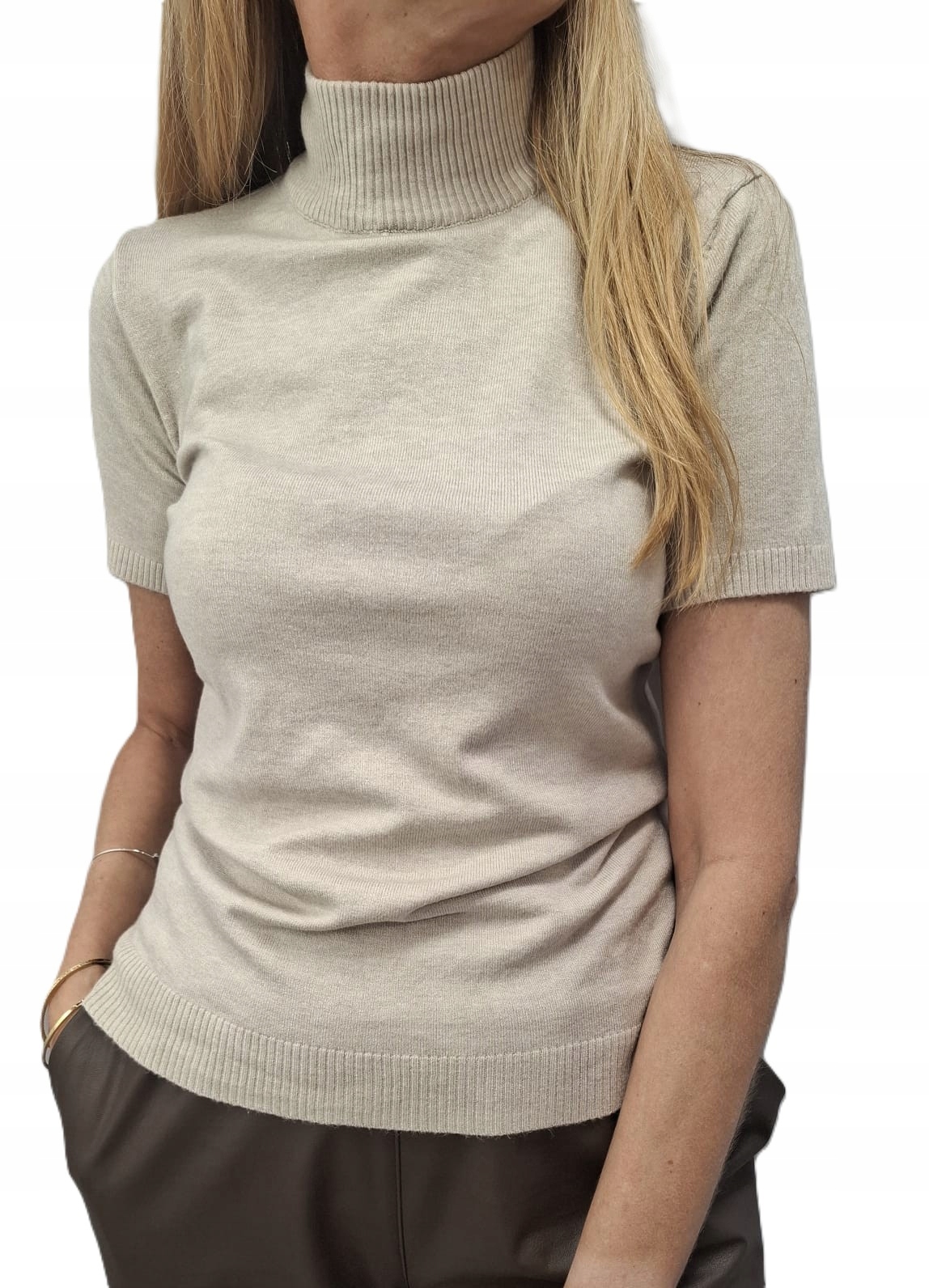 Lemonada Svetr Pologolfová halenka s krátkým rukávem, světle béžová