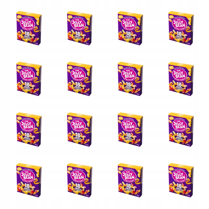 Žvýkací bonbóny The Jelly Bean Factory, 18 příchutí, ovocné, 75 g, krabička X16