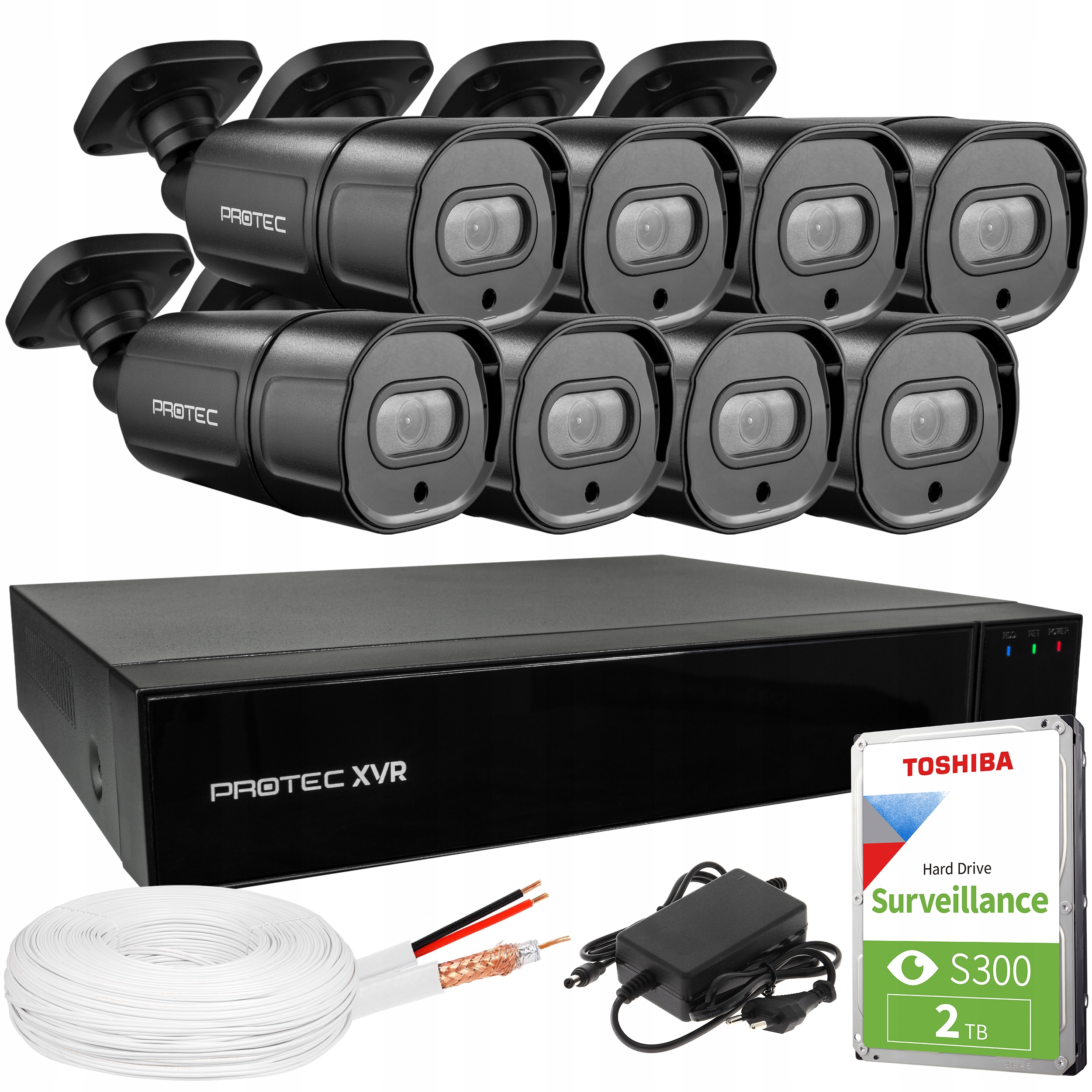 Zestaw do monitoringu 8 kamer Ahd 8Mpx 4K Ir Detekcja ruchu Hdd 2TB