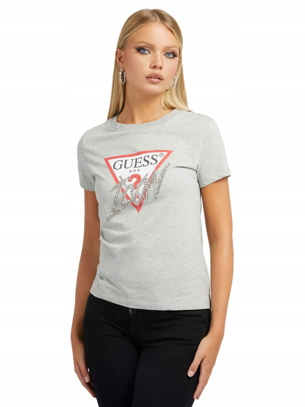 Guess Tričko Dámské Tričko Icon Tee Šedé vel.