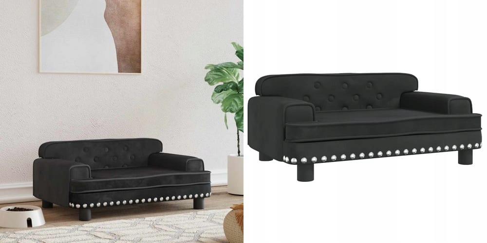 Levně Černé Pelíšek pro psa, samet, 70x45x30 cm