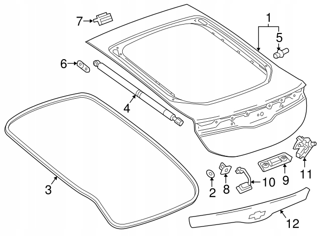 CHEVROLET VOLT KLAPA POKRYWA BAGAŻNIKA 84045985 Kolor biały