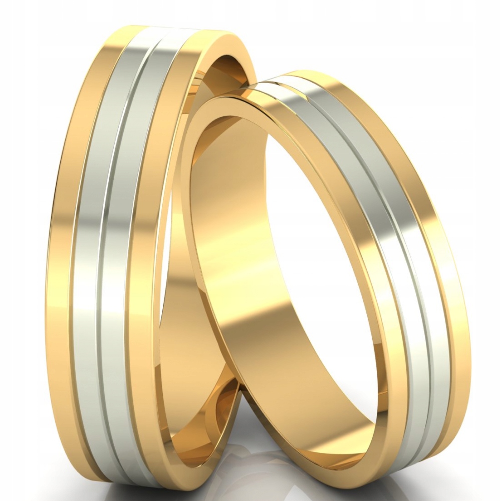 OBRĄCZKI ŚLUBNE DWUKOLOROWE 5mm ZŁOTO 585 GRAWER