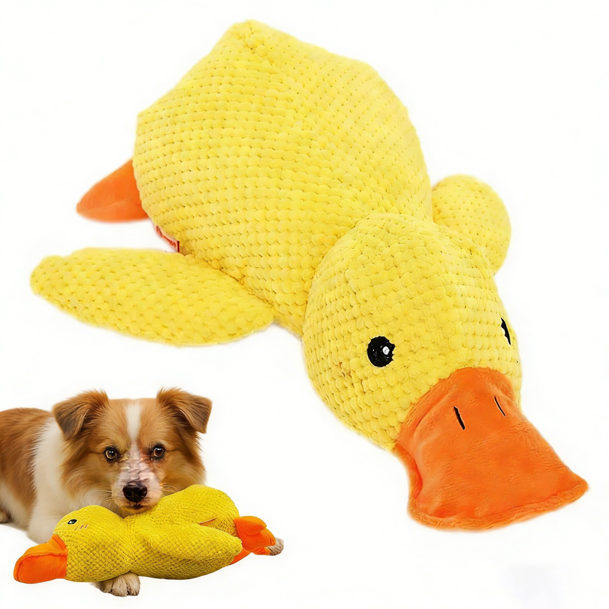 Levně Velká Interaktivní Hračka Pro Psy Kachna Mazlíček Bez Pískání 45x38x17cm