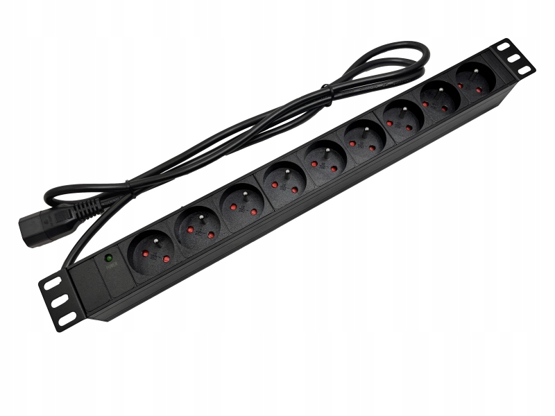 Zásuvková lišta 19" 230V 9 zásuvek (typ E Cee 7/5) 1,8 m C14