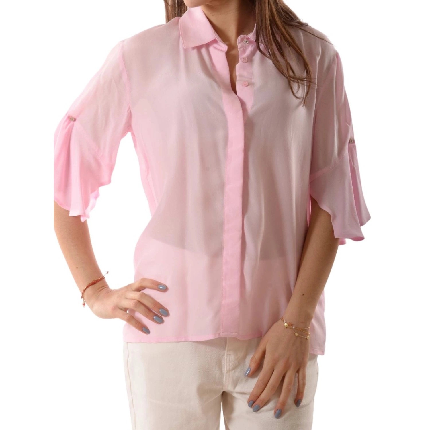 Dámská košile Liu Jo Camicia, elegantní hladká, růžová vel. Eu 40 It 46