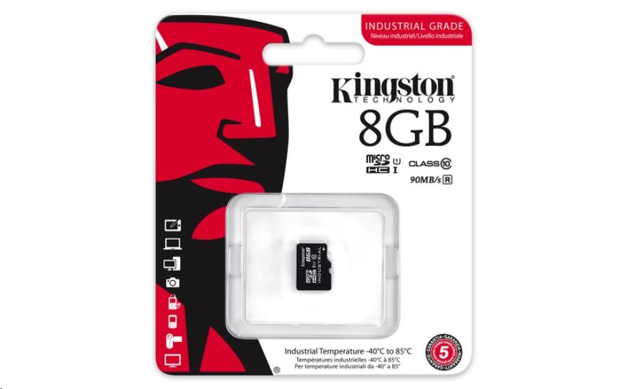 Kingston 8 Gb micro Sdhc Class 10 UHS-1 90MB/s Sd Industrial karta pamięci
