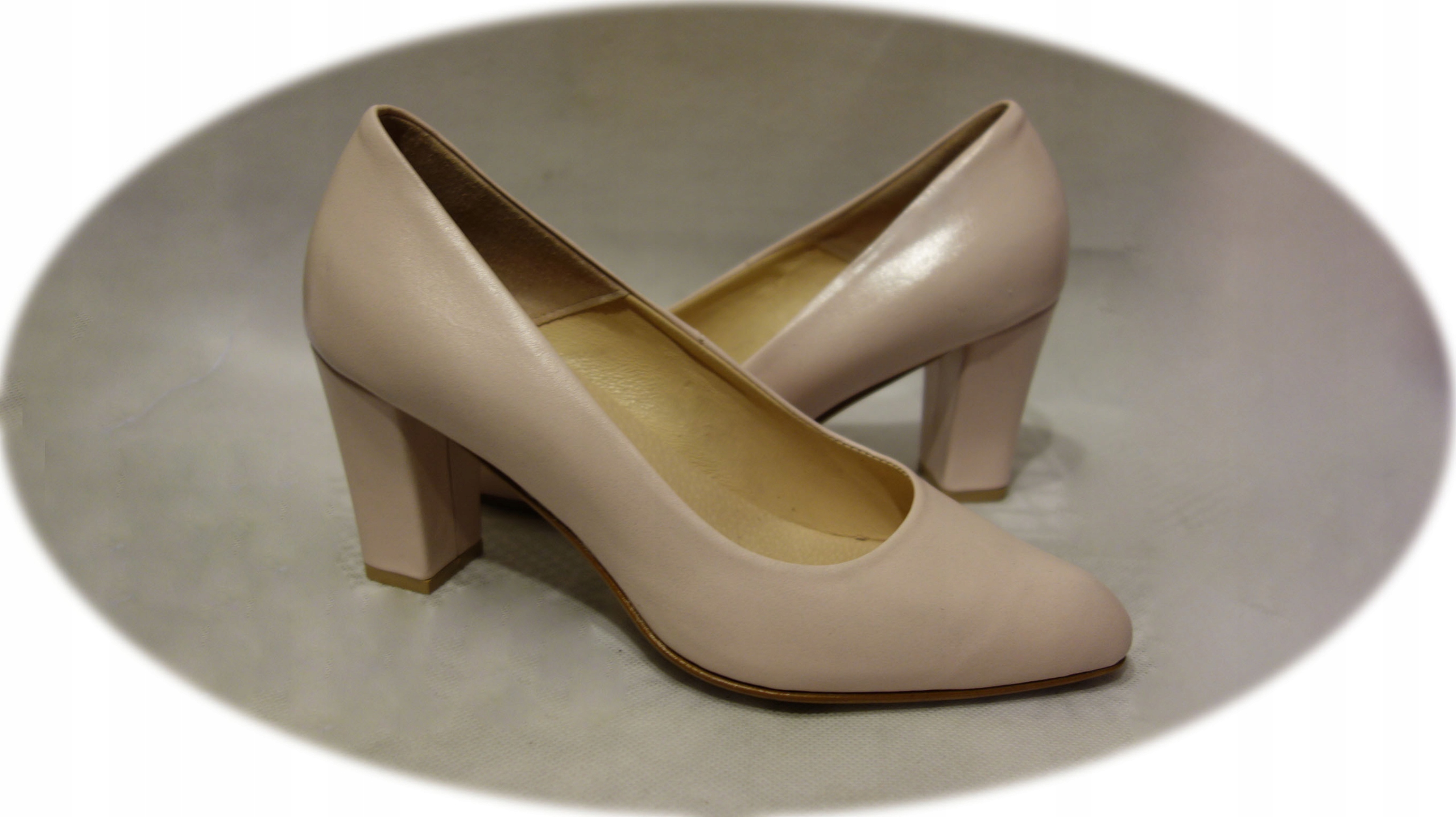 SKÓRZANE czółenko róż obcas 7cm nr.38 Marka inna