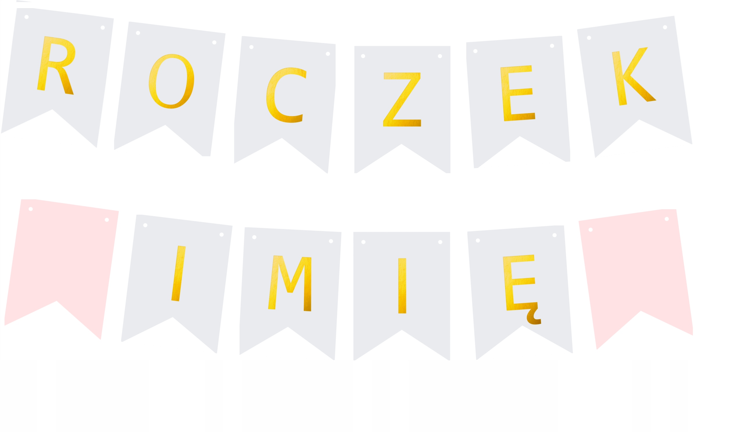 

Girlanda napis Roczek + Imię Dziecka baner różowy