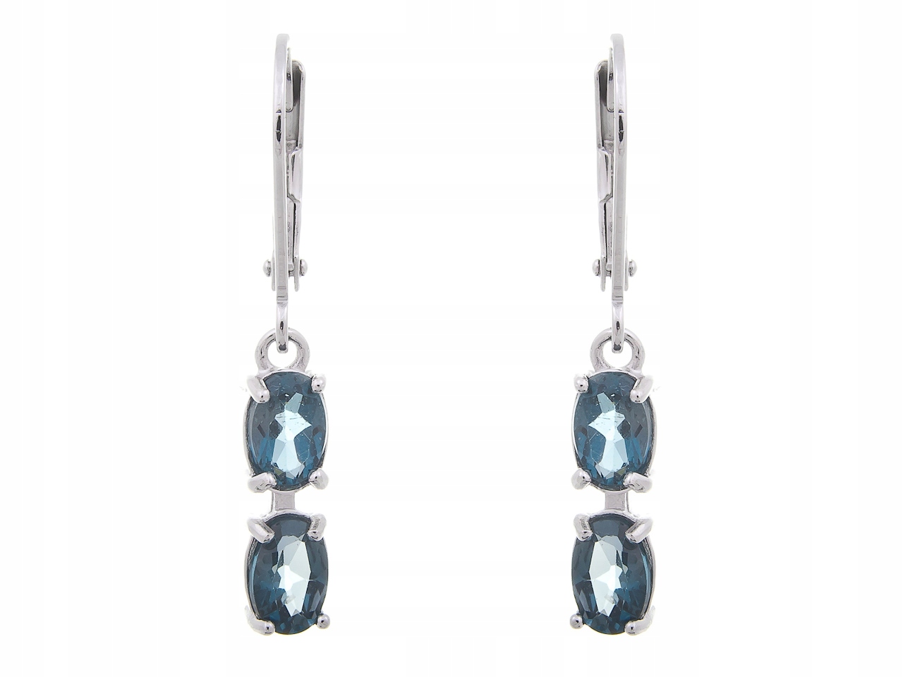 Stříbrné Závěsné Náušnice Rhodiované London Topaz Přírodní