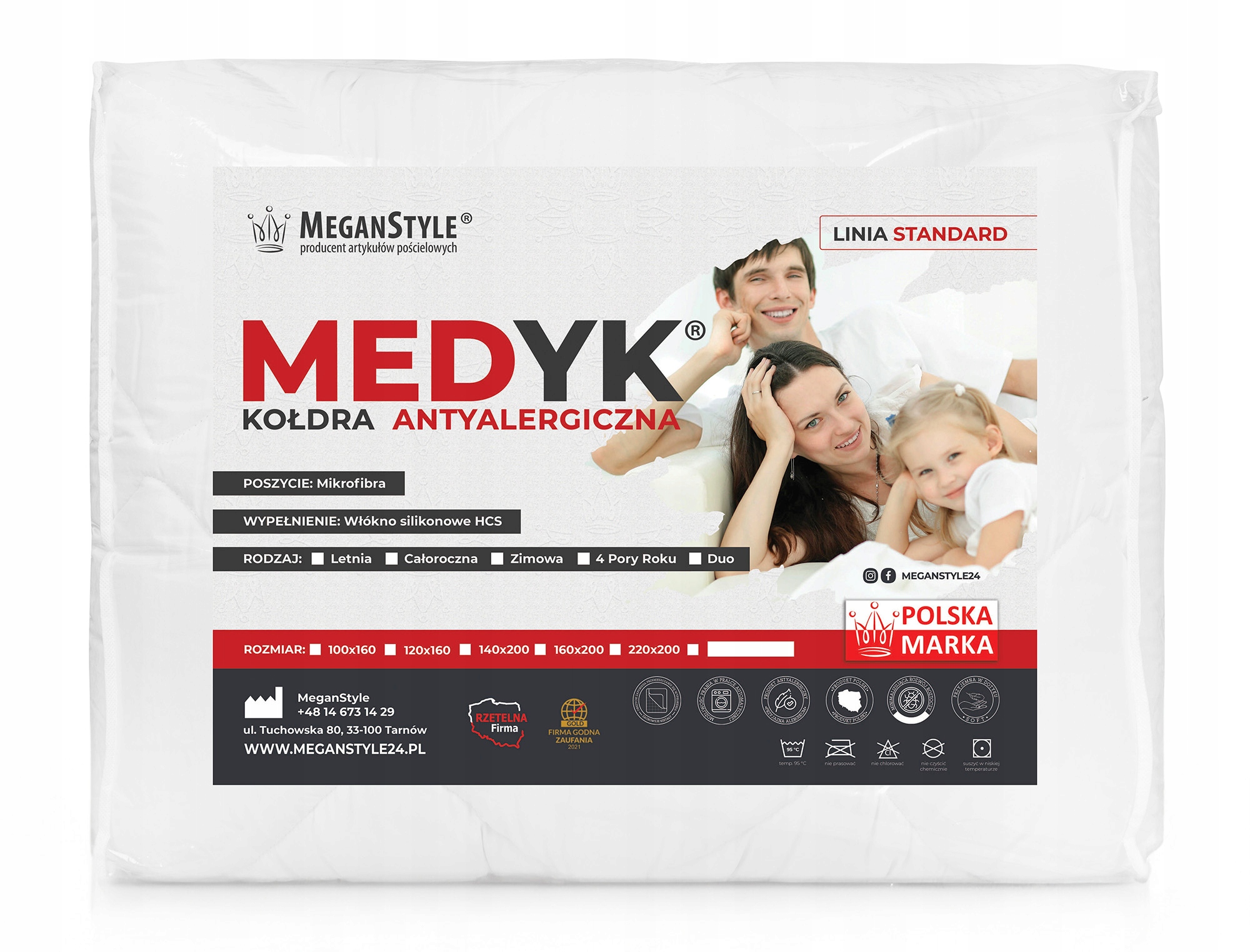 Kołdra 100x160 MEDYK antyalergiczna CAŁOROCZNA dla Dzieci 160x100 cm Stan opakowania oryginalne