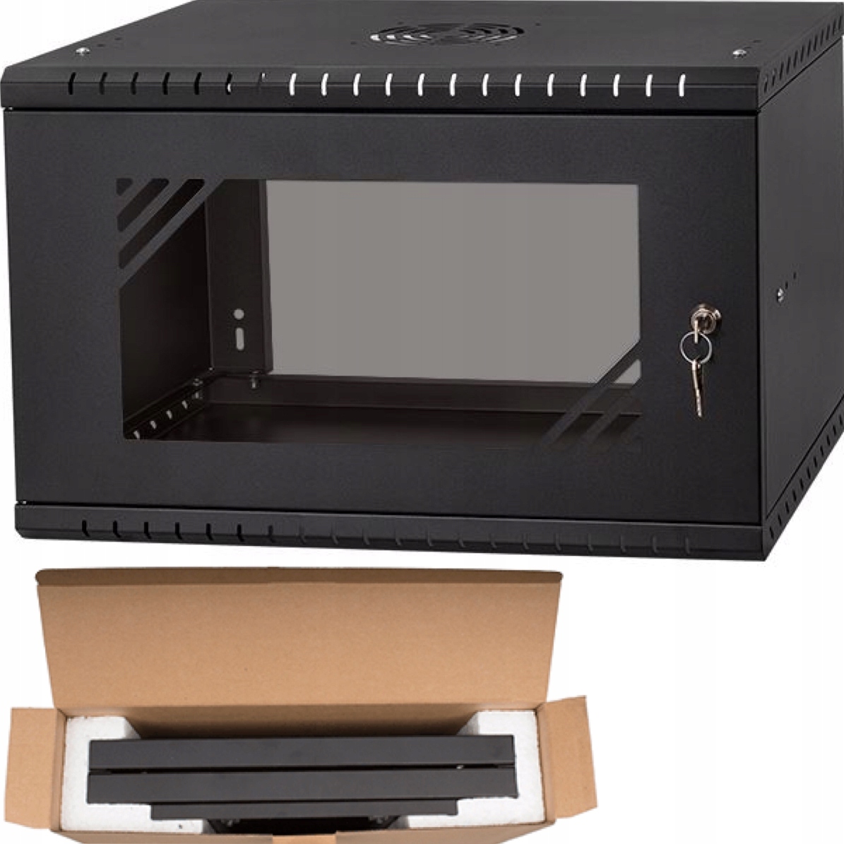 

Szafa Rack Wisząca 19" 6U 350mm Czarna Stalflex
