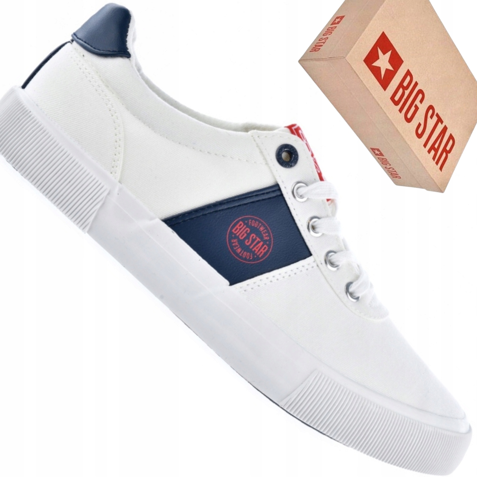 Trampki męskie Big Star JJ174253 białe niskie tekstylne buty casualowe