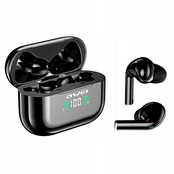 Awei sluchátka Bluetooth 5.1 T29P Tws dokovací stanice černá/černá