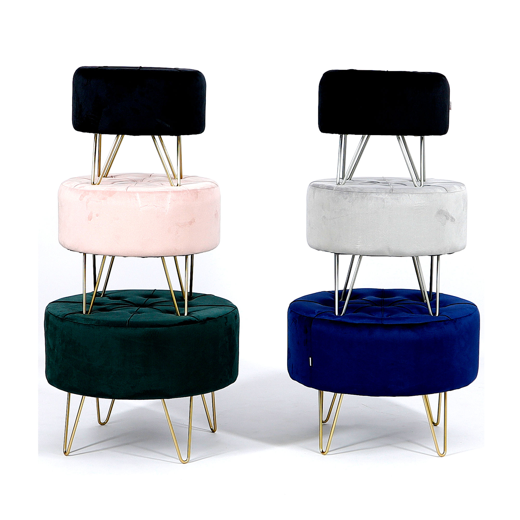 Pufa Welurowa Złota Butelkowa Zieleń Welur 43cm Kształt okrągła