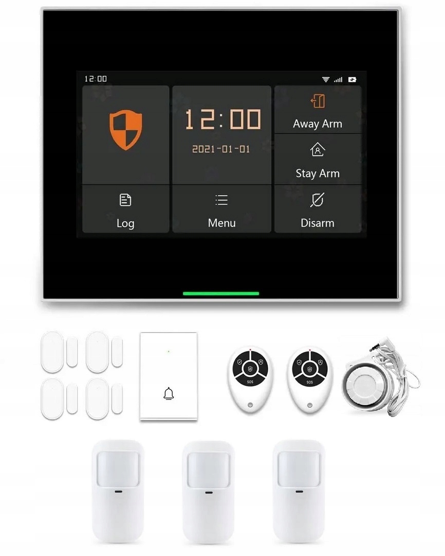 Bezdrôtový LCD Alarm 4.3" Gsm WiFi Zvonček Tuya Smart V Poľštine 3xPIR