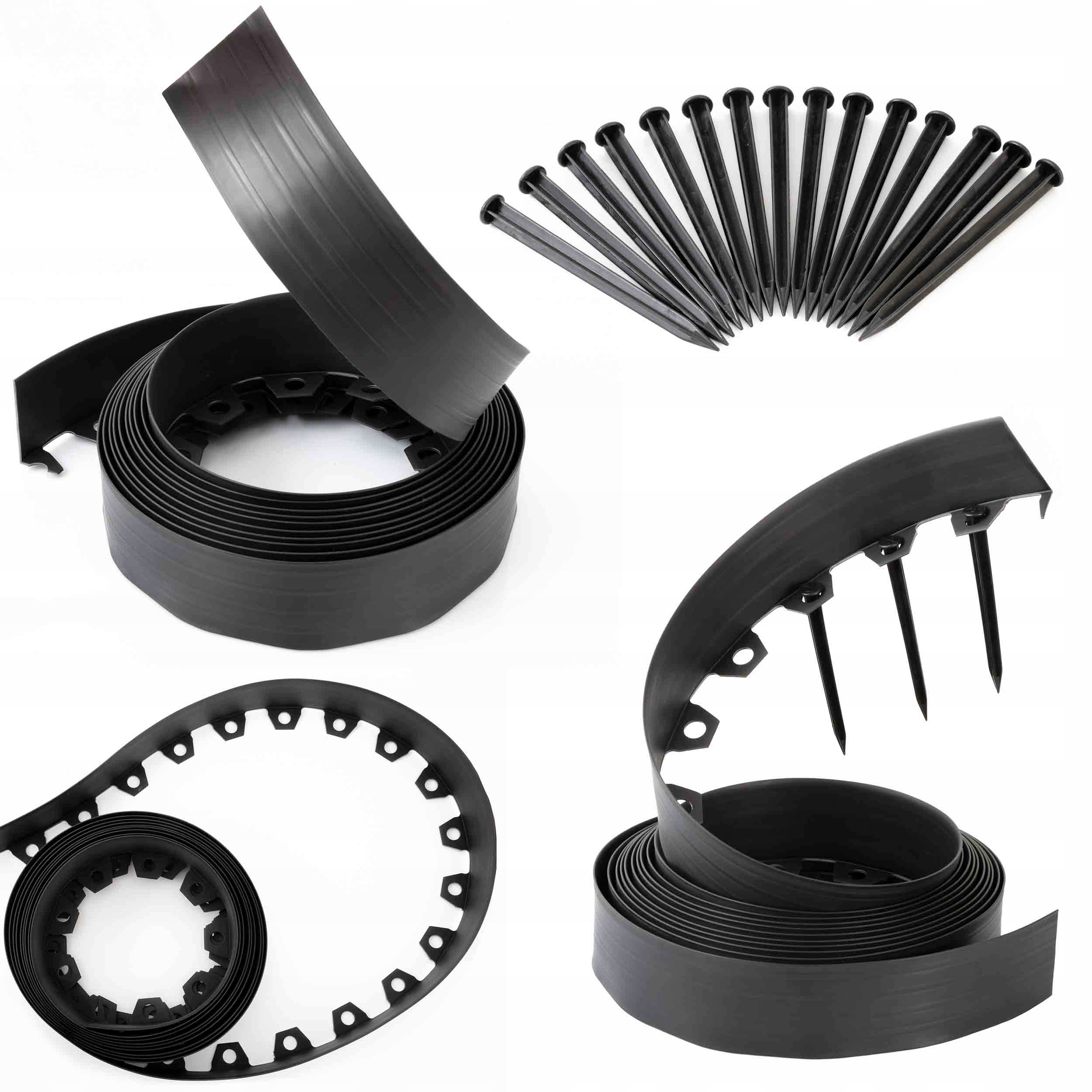 Obrzeże ogrodowe trawnikowe tworzywo sztuczne 30m czarny 8cm