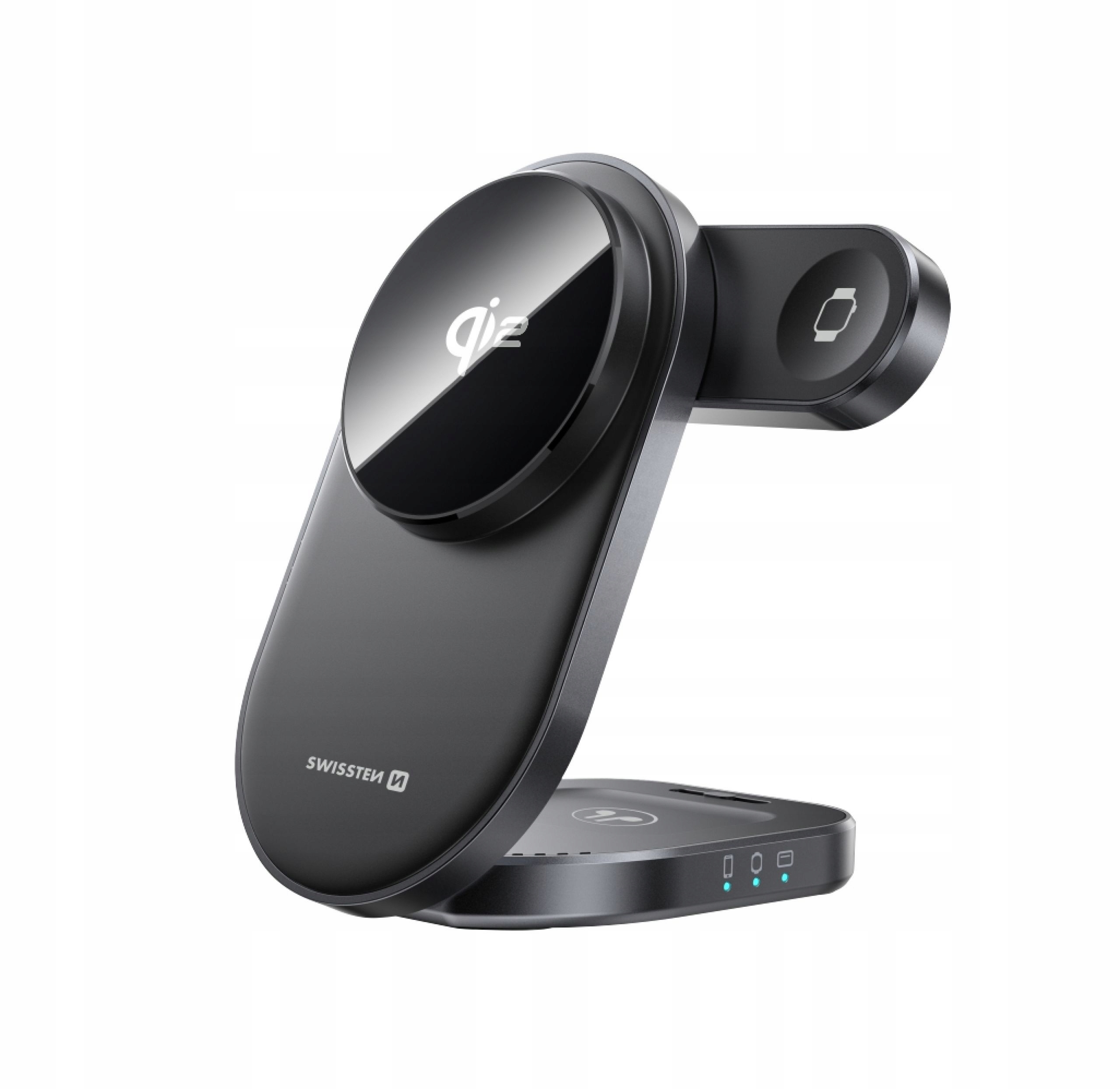 Swissten Bezdrátová nabíječka 3v1 Qi2 pro iPhone Apple Watch AirPods MagSafe