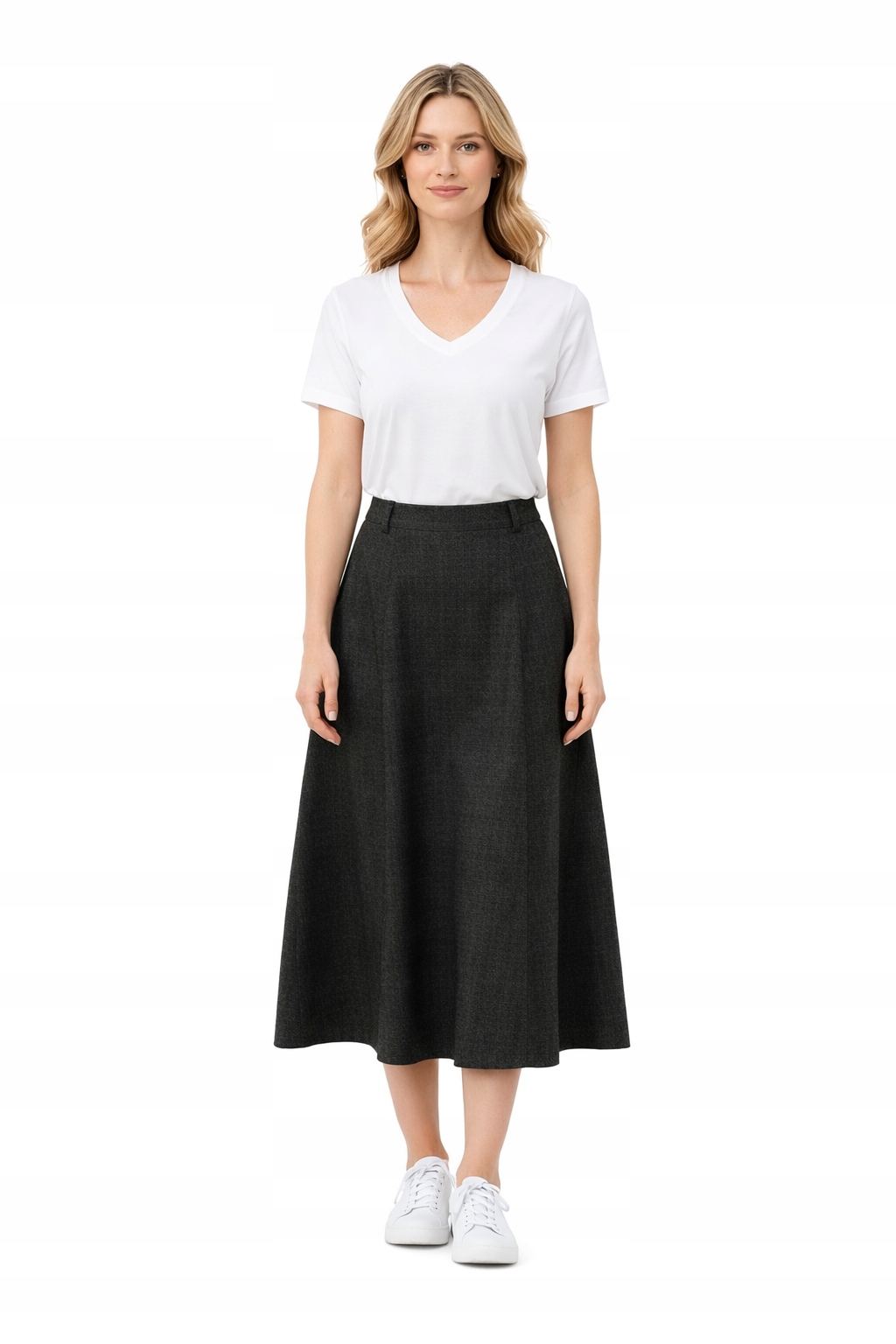 Grafitová Sukně MIDI S Vysokým Pasem I4A