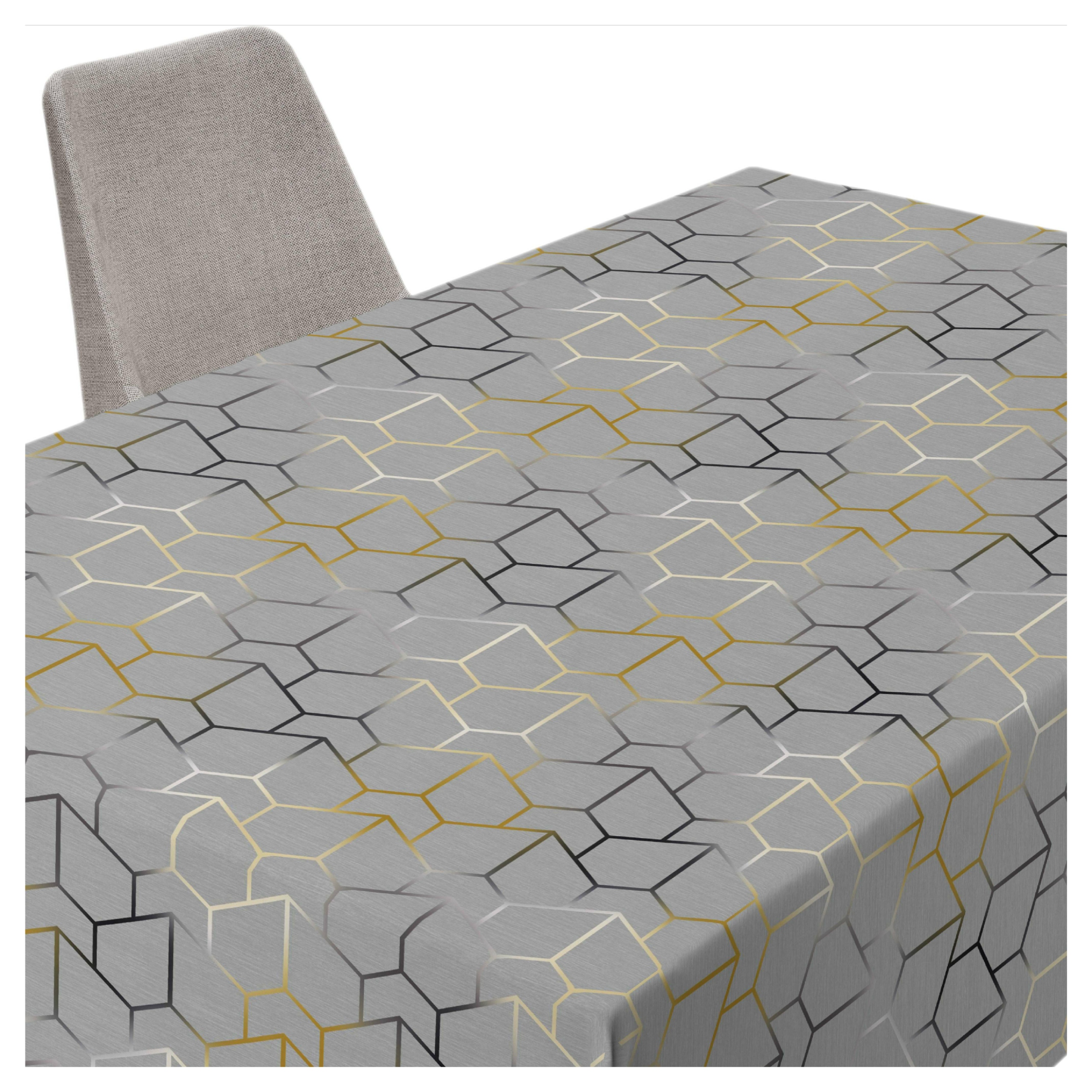 Obrus Plamoodporny Geometryczny Szary U3 Minos 120x180 cm