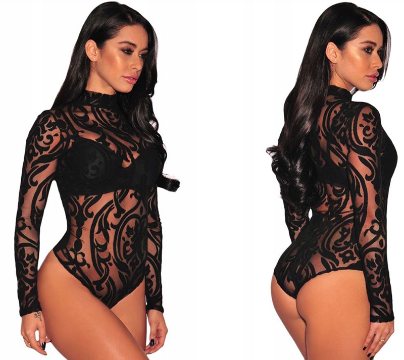 s-ZMYSŁOWE BODY PRZEŚWITUJĄCE WZORY DŁUGI XL, 3XL Materiał dominujący akryl