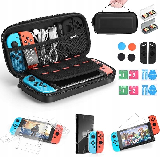 IAmer etui nintendo switch + akcesoria ochronne 11 elementów