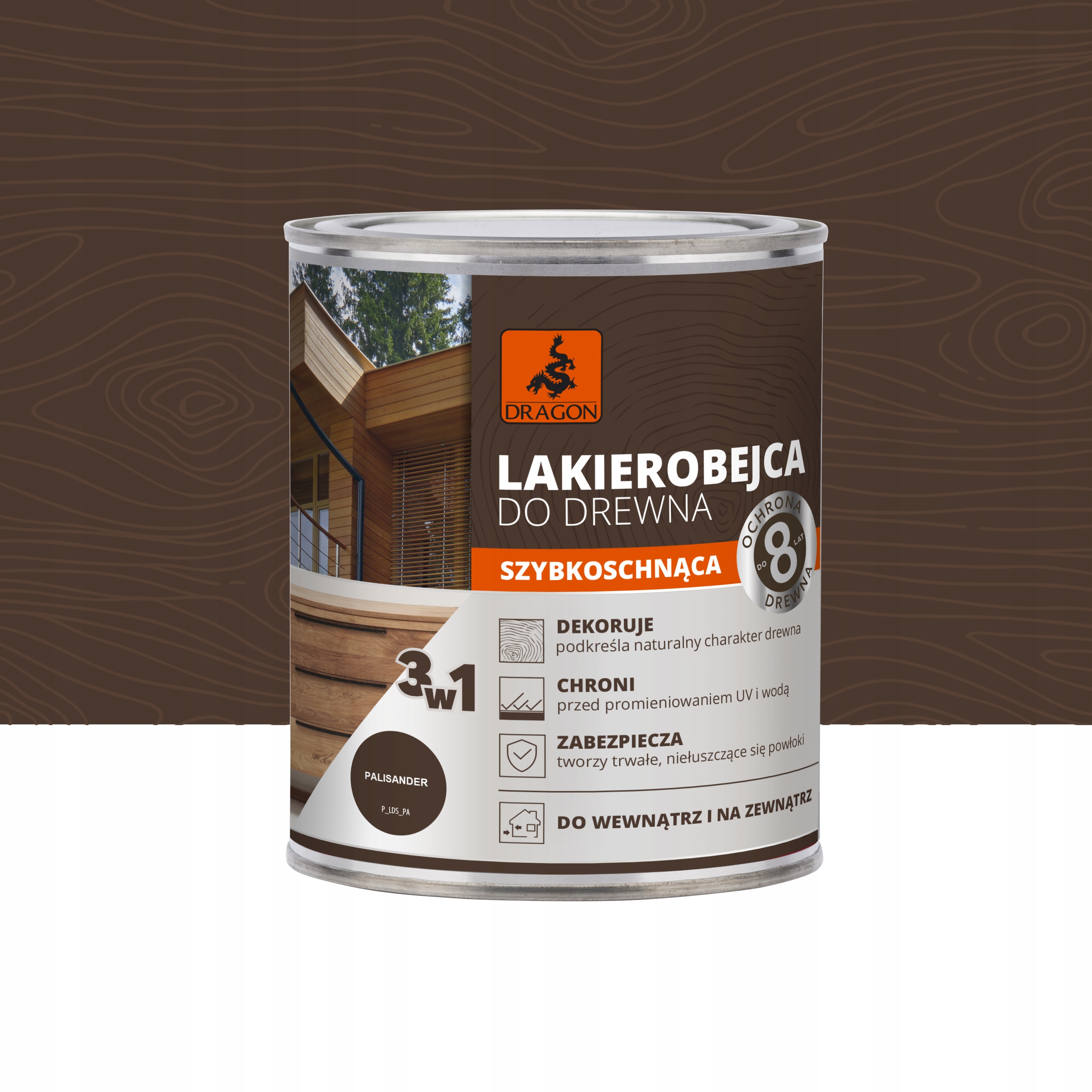 

Lakierobejca do drewna 700ml Palisander Dragon