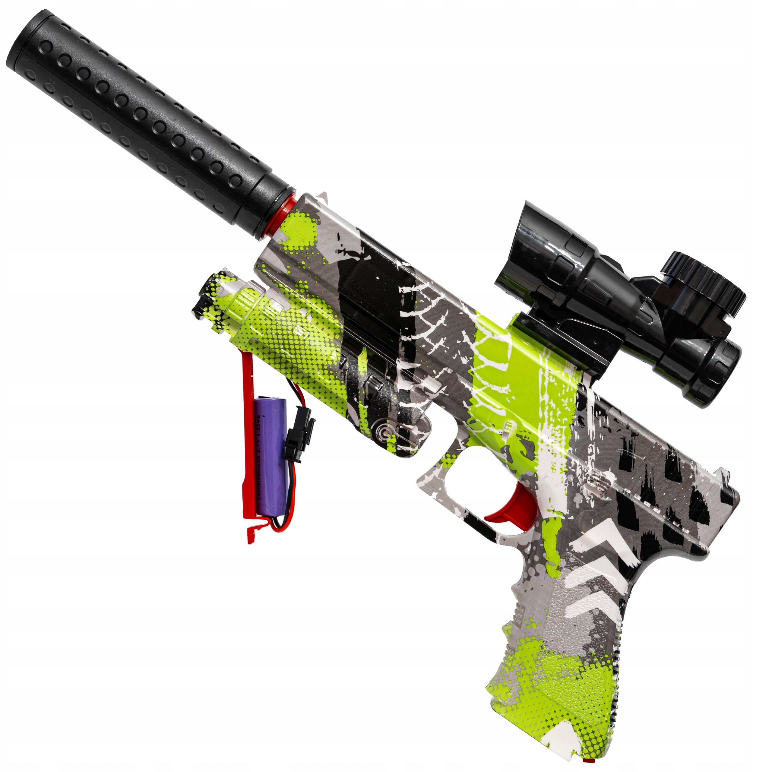 PISTOLET GLOCK AUTOMAT NA KULKI ŻELOWE Z TŁUMIKIEM ELEKTRYCZNY Seria AUTOMAT PISTOLET GLOCK