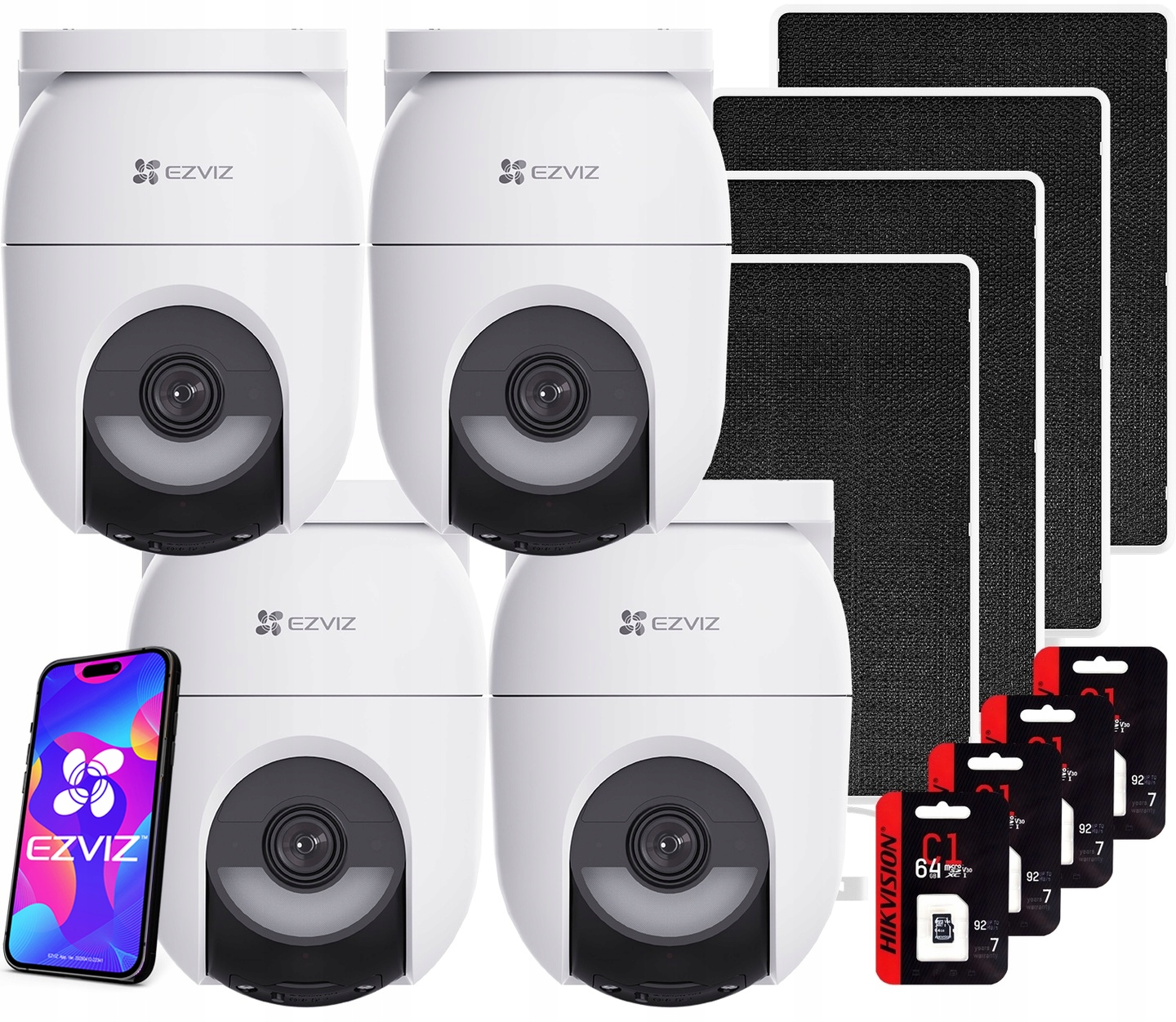 4x otočná WiFi kamera CB8 Lite 2K+ Kit Solar Vonkajšia AoV Ezviz 64 Gb