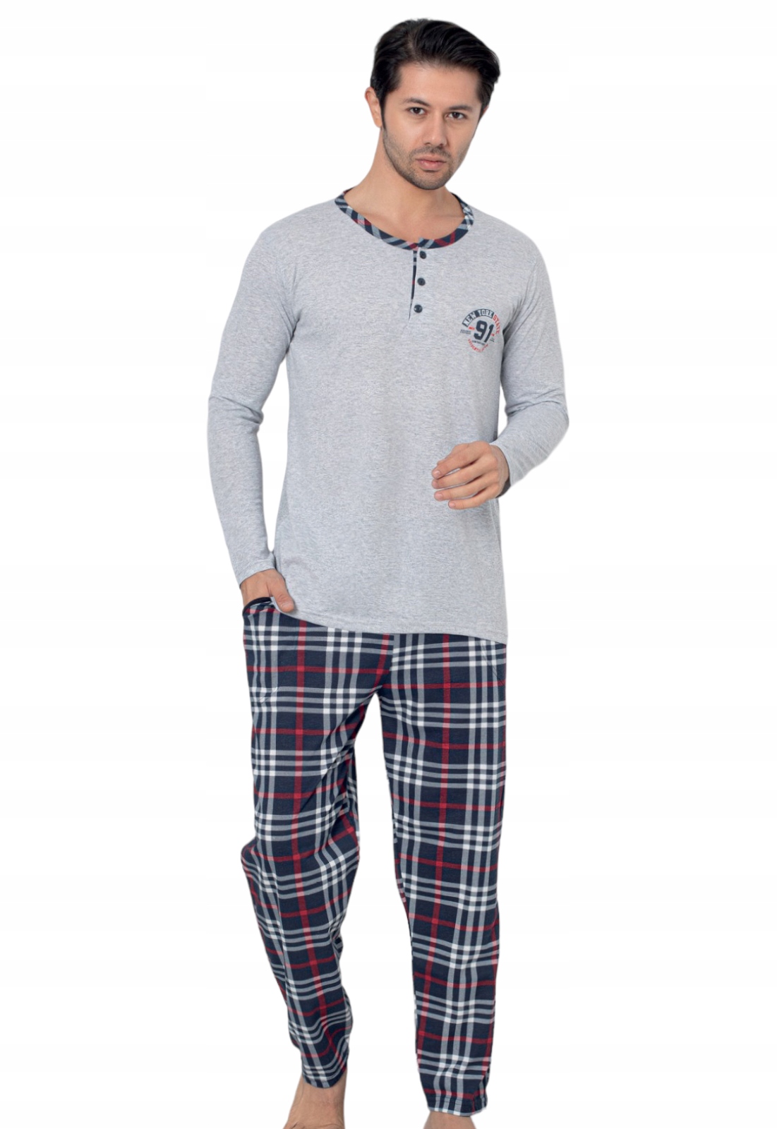 PIŻAMA MĘSKA DŁUGI RĘKAW DŁUGIE SPODNIE/BAWEŁNA Marka La Penna