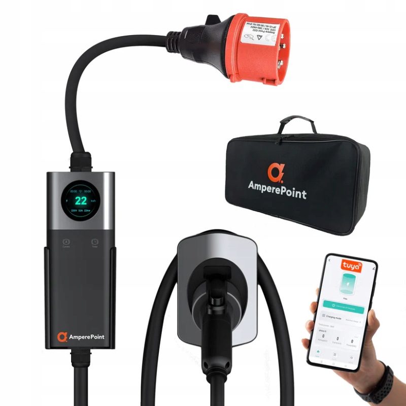 Ładowarka Do Samochodów Ev Ampere Point Q22 32A TYP2 22kW 6M Wifi Tuya