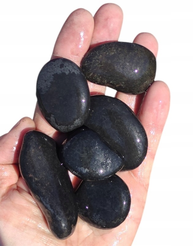 Oblázek leštěný Černý Lesk ozdobný kámen 3-6 cm black stones 5 kg