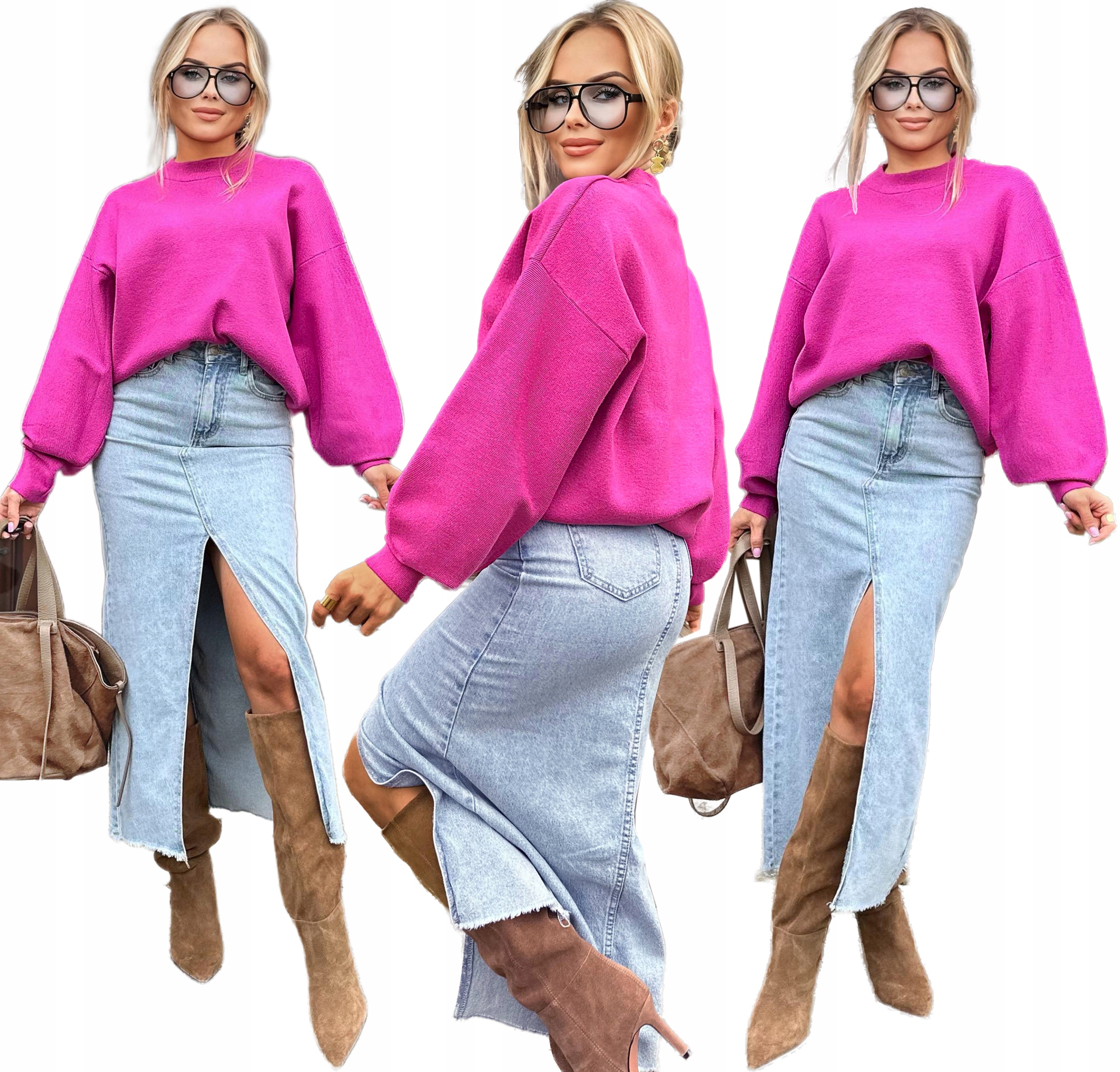 Dámská maxi džínová dlouhá Sukně s rozparkem L Teri