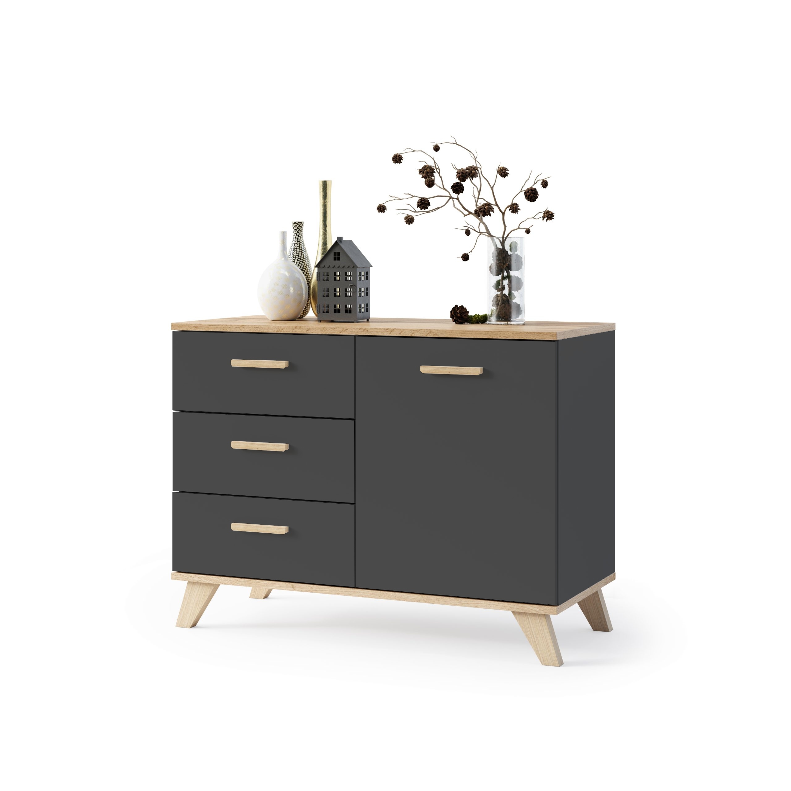 

Komoda 100 CM Styl Skandynawski Antracyt Wotan