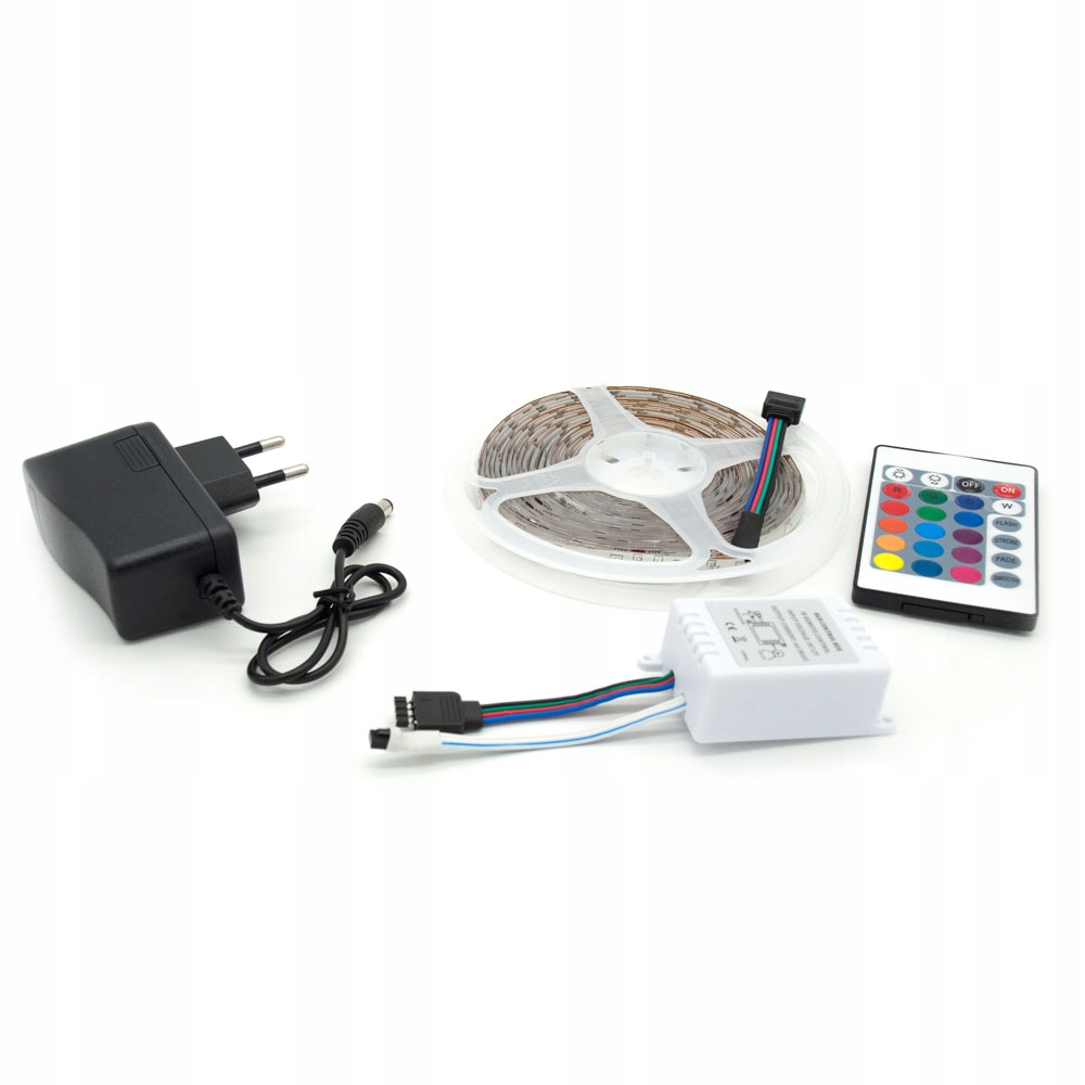 WODOODPORNA TAŚMA RGB SMD LED 5m PILOT IP44 zestaw Napięcie (V) 12V DC