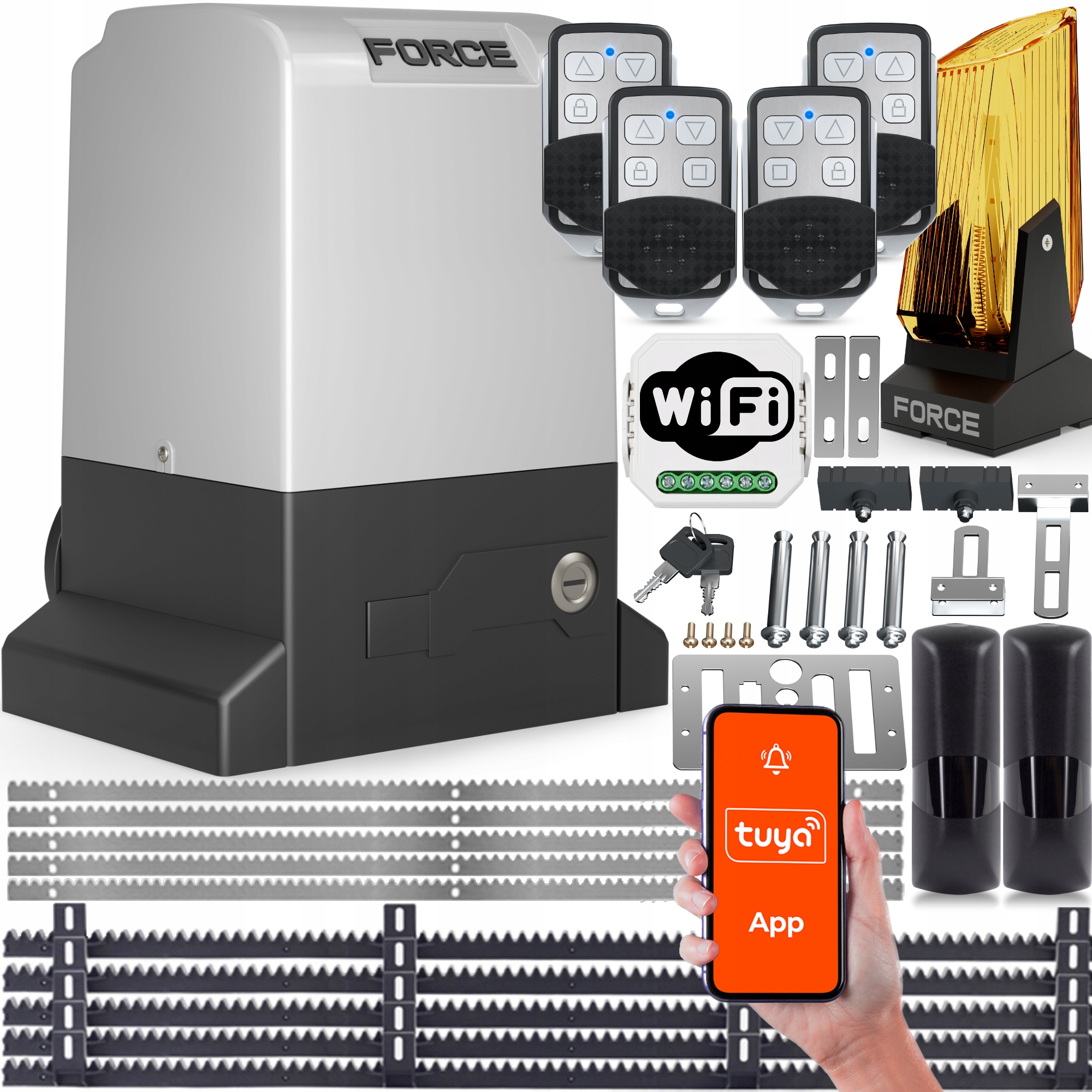 Set Force 800 4xPILOT WiFi 5x Lišta Foto Pohon Pro Posuvnou Bránu 800KG